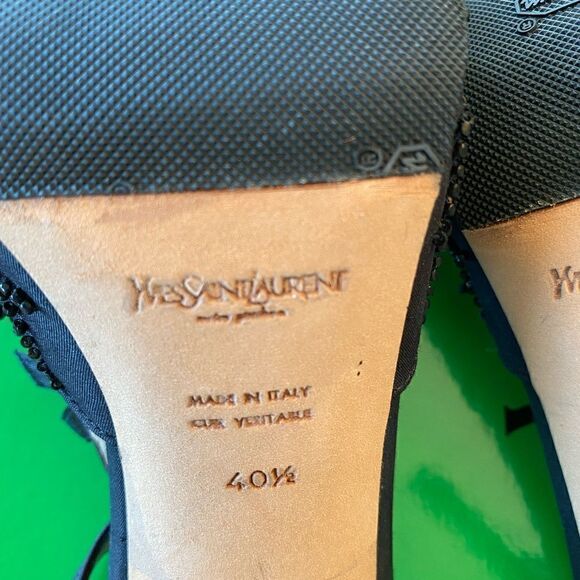 Yves St. Laurent -YSL- Black beaded evening heel. Brand New - size 10.5 - Picture 15 of 15